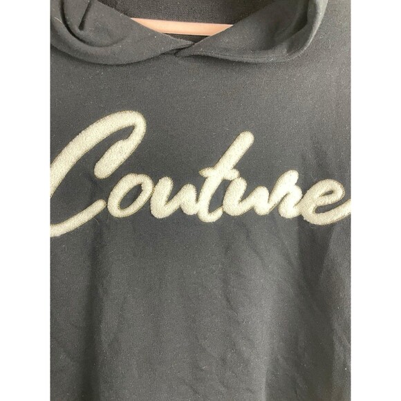 Juicy Couture Hoodie Oversized XLarge Black Spellout Y2K Sweatshirt Cropped - Picture 3 of 7